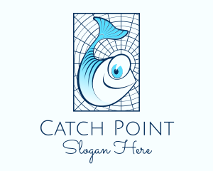 Blue Fish Cartoon logo