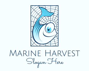 Blue Fish Cartoon logo design