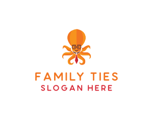 Orange Octopus Necktie logo design