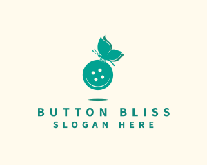 Sewing Button Butterfly logo design