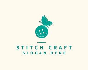 Sewing Button Butterfly logo design