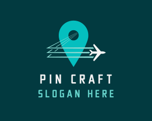 Airplane Location Pin logo design