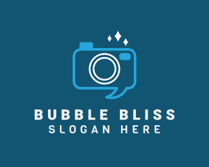 Blue Camera Speech Bubble logo design