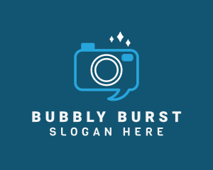 Blue Camera Speech Bubble logo design