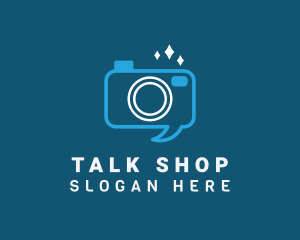 Blue Camera Speech Bubble logo design