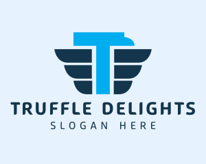 Blue Eagle Letter T logo design