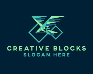 Geometric Shape Eagle Bird logo design