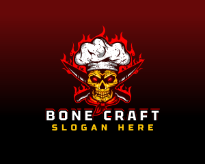 Skull Toque Knife logo design