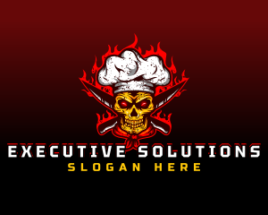 Skull Toque Knife logo design