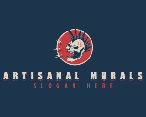  Mohawk Punk Skull  logo design