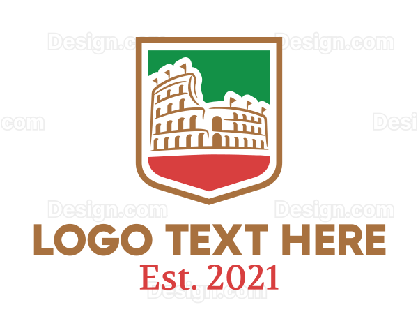 Colosseum Italy Flag Logo