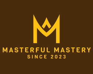 Golden Crown Letter M logo design