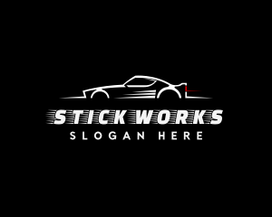 White Racing Car logo design