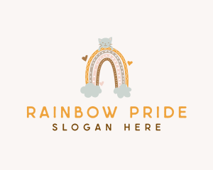 Daycare Kitten Rainbow logo design