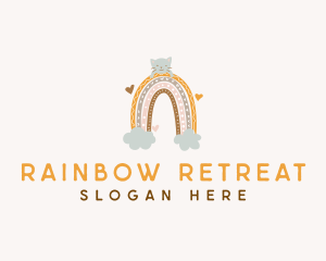 Daycare Kitten Rainbow logo design