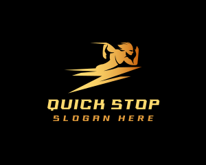 Quick Flash Energy Man logo design