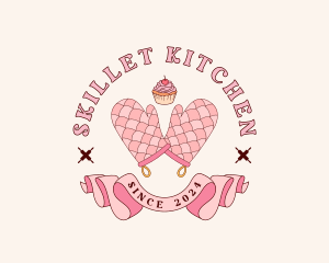 Oven Mitt Cupcake logo design