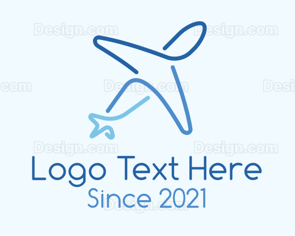 Blue Monoline Airplane Logo