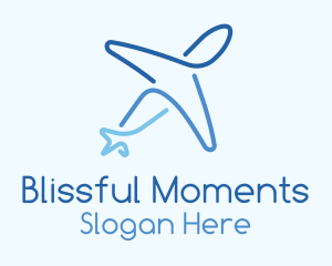 Blue Monoline Airplane Logo