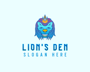 Blue Crown Lion logo design