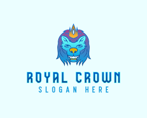 Blue Crown Lion logo design