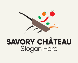 Vegetable Skillet Cooking logo design