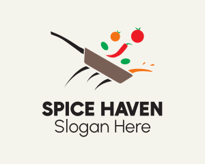 Vegetable Skillet Cooking logo design