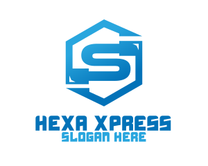 Blue S Hexagon logo design