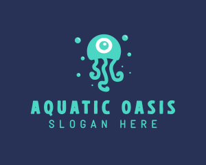 Eyeball Aquatic Jellyfish logo design