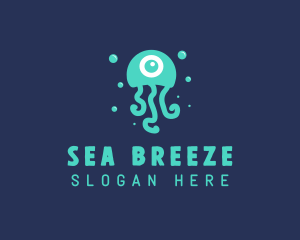 Eyeball Aquatic Jellyfish logo design