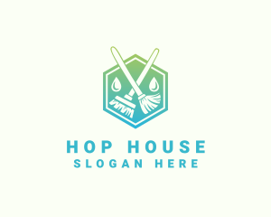 Broom House Cleaning Maintenance logo design