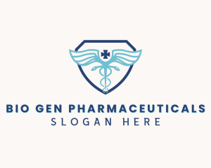 Healthcare Caduceus Shield logo design