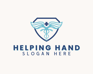 Healthcare Caduceus Shield logo design