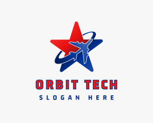 Gradient Star Aircraft Orbit logo design