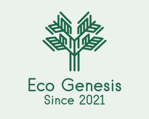 Green Symmetric Plant  logo design