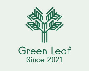 Green Symmetric Plant  logo design