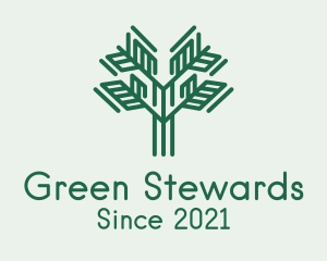 Green Symmetric Plant  logo design