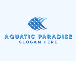 Blue Aquatic Fish logo design