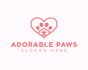 Paw Heart Dog logo design