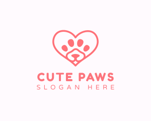 Paw Heart Dog logo design