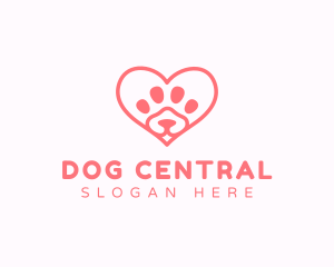 Paw Heart Dog logo design