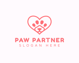 Paw Heart Dog logo design