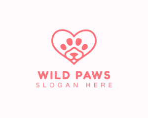 Paw Heart Dog logo design