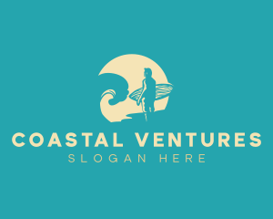 Surfing Sea Waves logo design