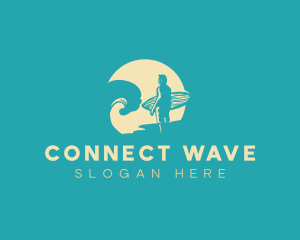 Surfing Sea Waves logo design