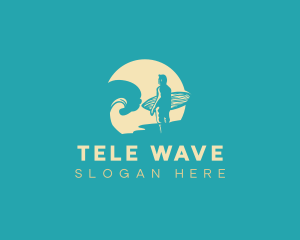 Surfing Sea Waves logo design