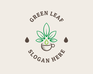 Hemp Leaf Coffee Cup logo design