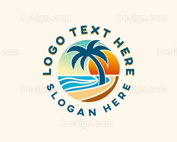 Beach Summer Vacation Logo