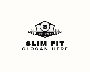 Barbell Weightlifting Gym logo design