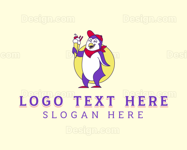 Penguin Sundae Dessert Logo